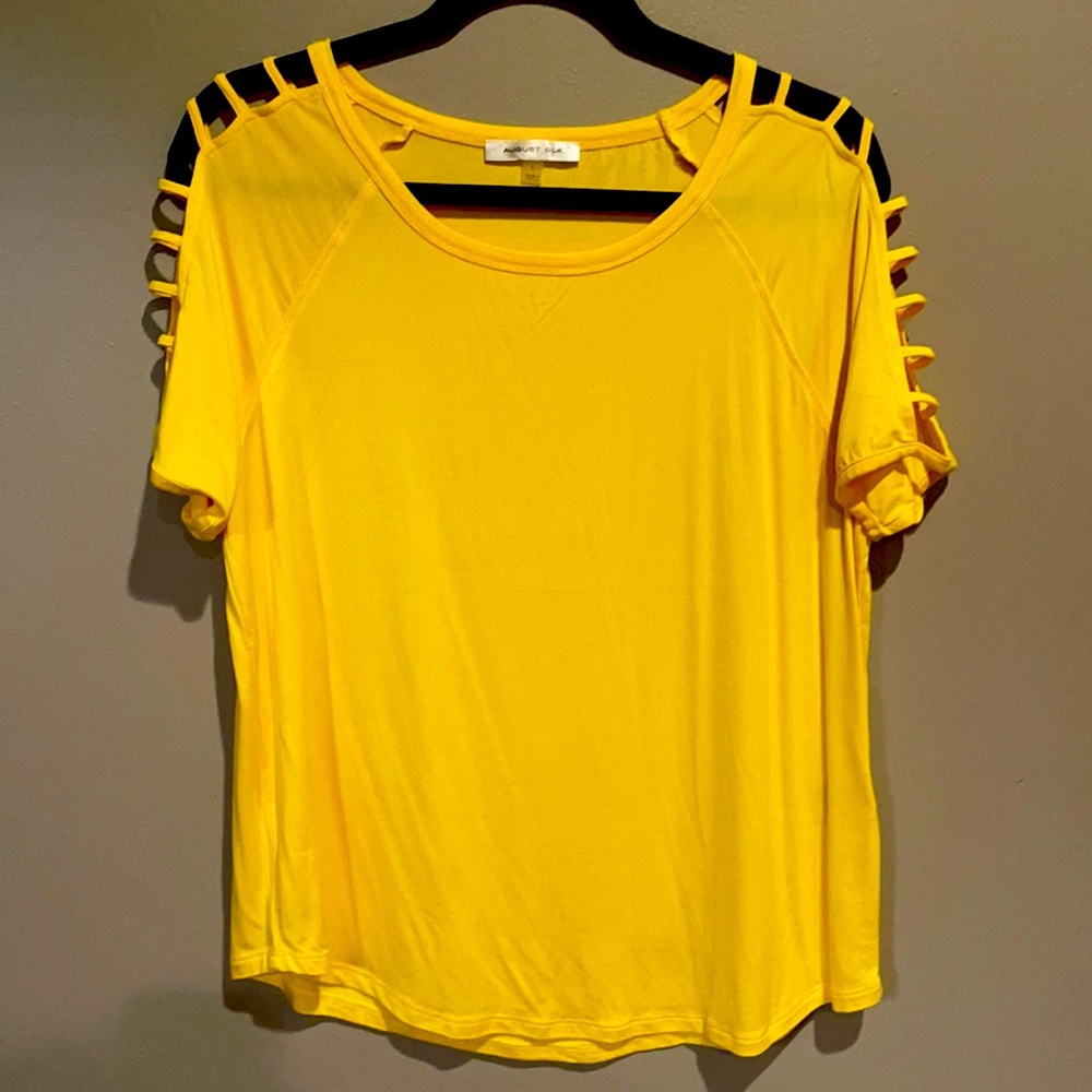 Bright yellow,  ladder shoulder top L